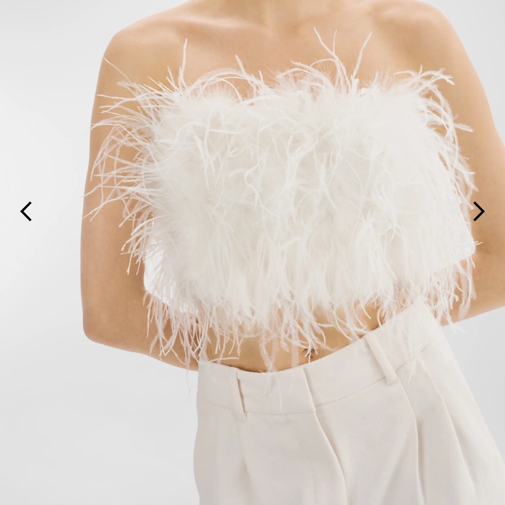 Lamarque ostrich feather crop top